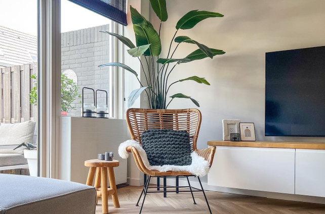 Woonkamer met een Cotapvloer, gezellig ingericht