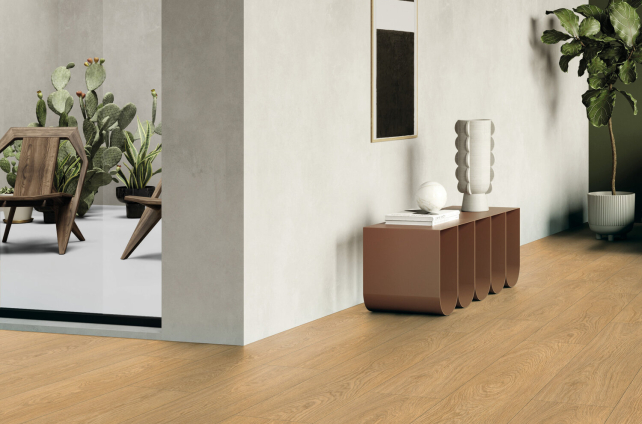 Moderne woonkamer met een betonlook